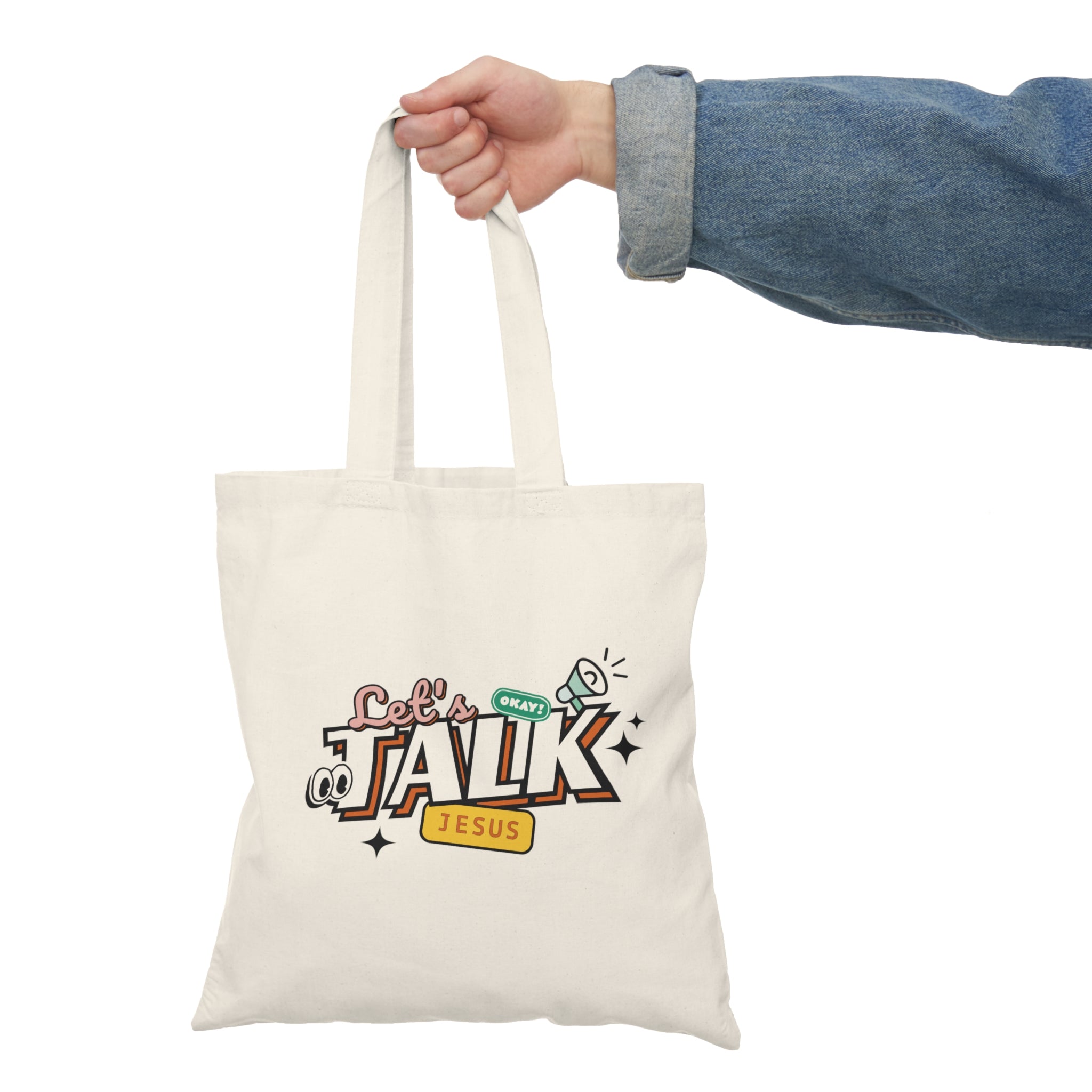 Let’s Talk Jesus Natural Tote Bag