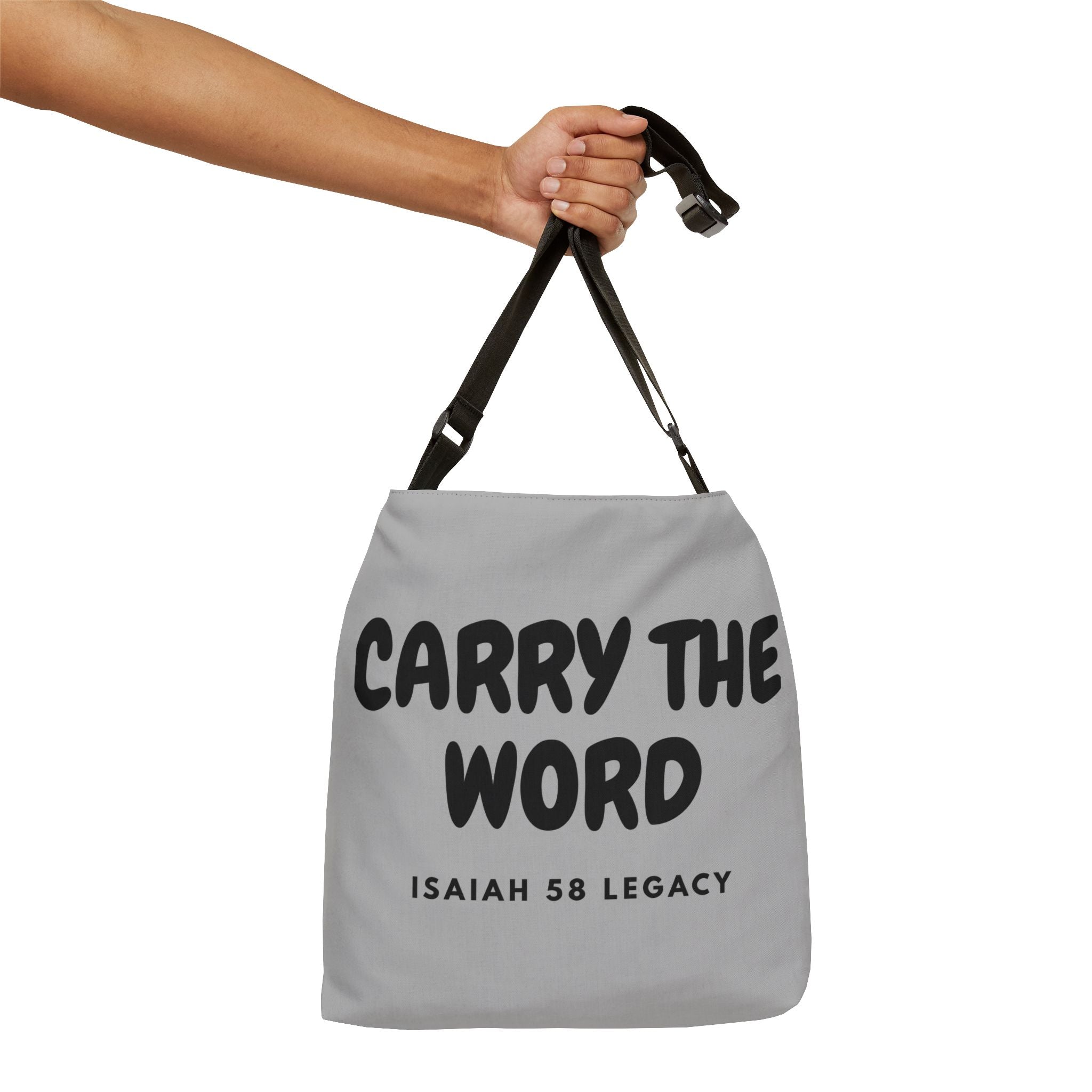 Carry The Word. Inspirational Adjustable Tote Bag.