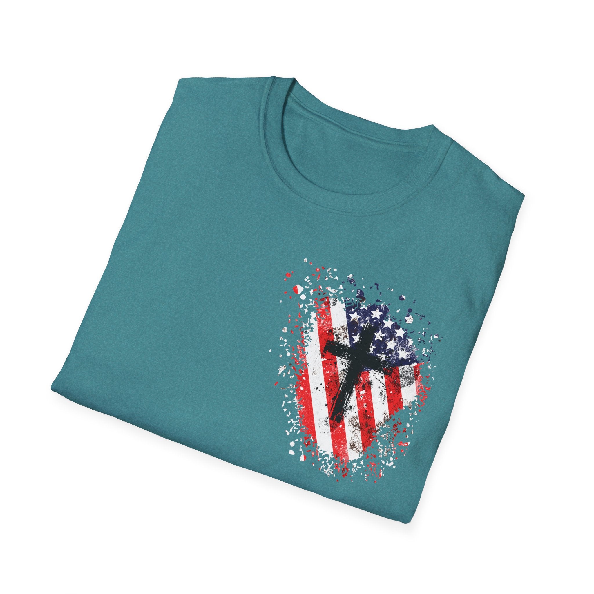 USA Flag+Cross T-shirt