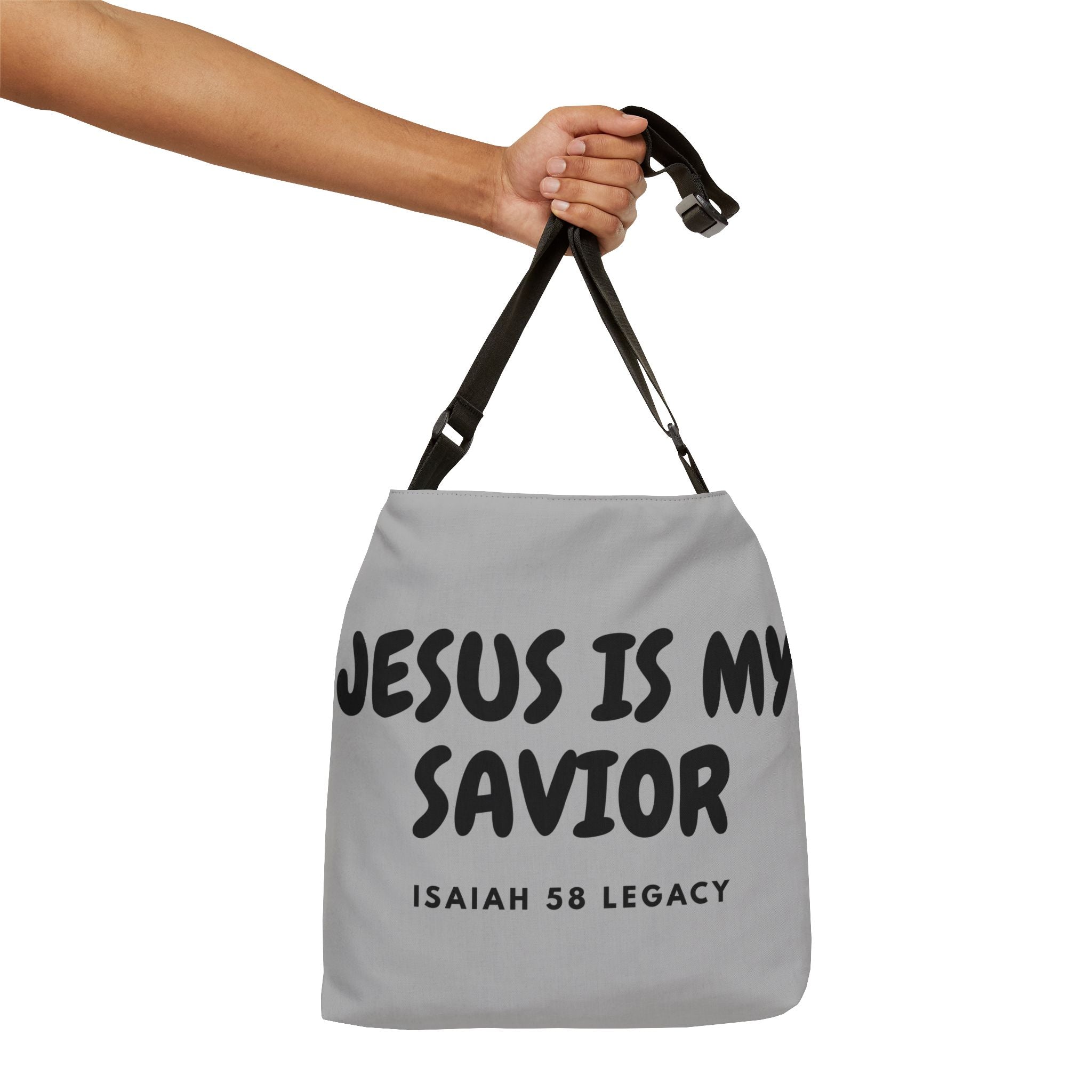 Jesus Is My Savior. Inspirational Adjustable Tote Bag.