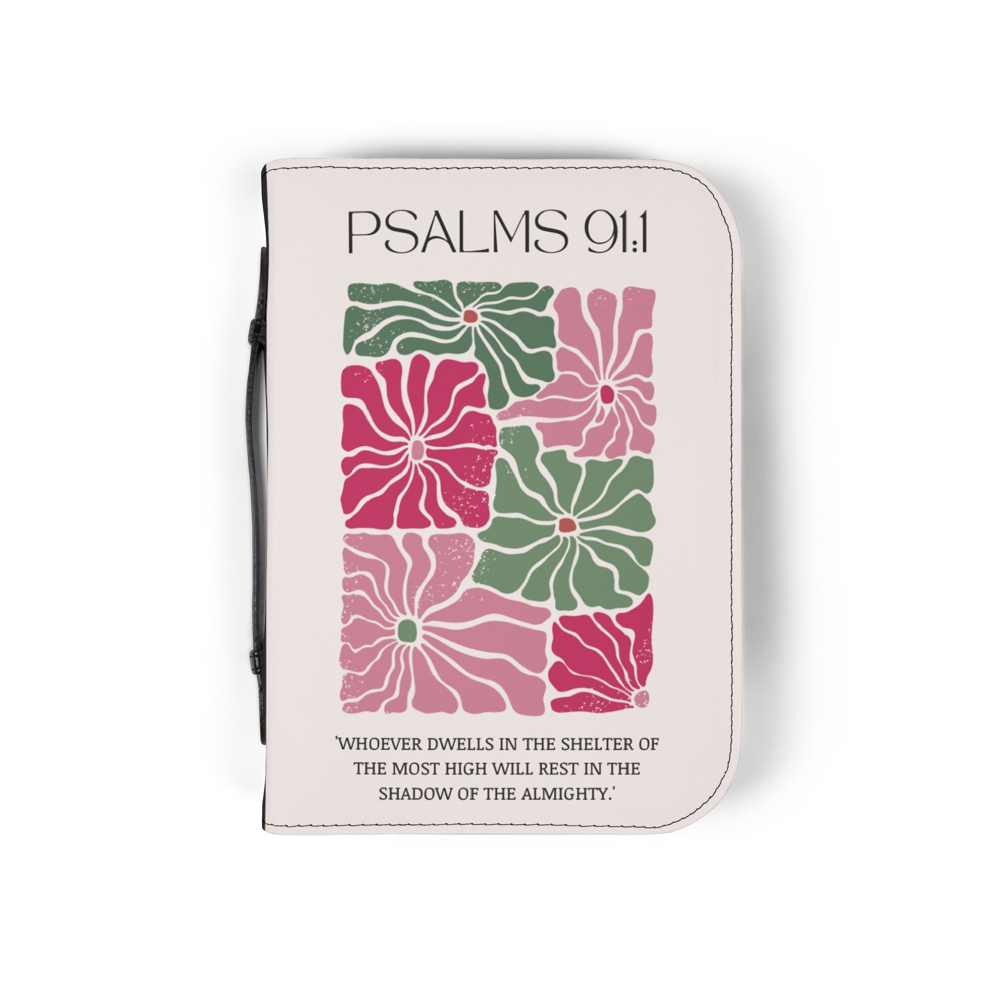 PSALM 91:1 Bible Cover with Floral Cross Design.