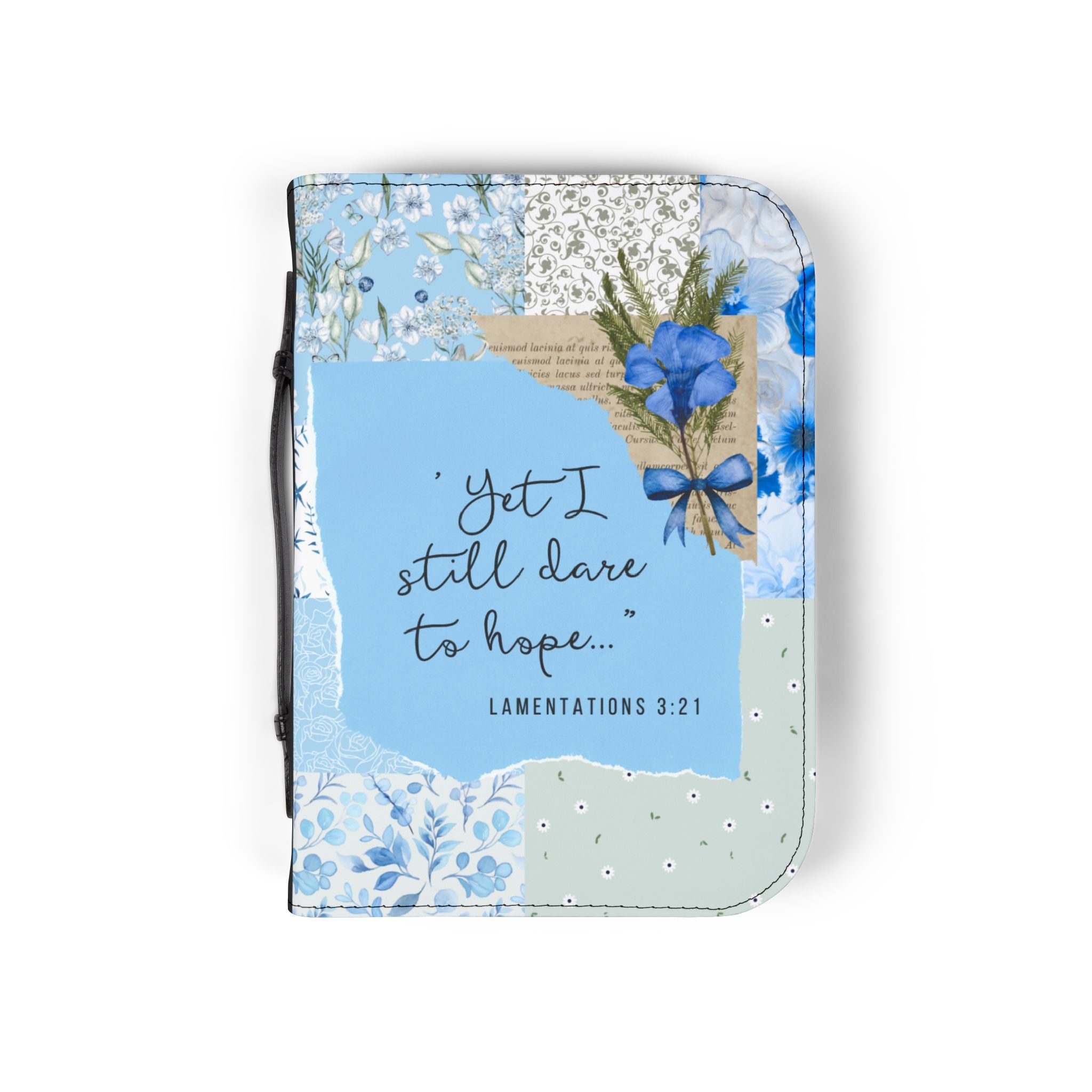 Lamentations 3:21 Bible Cover with Floral Cross Design.