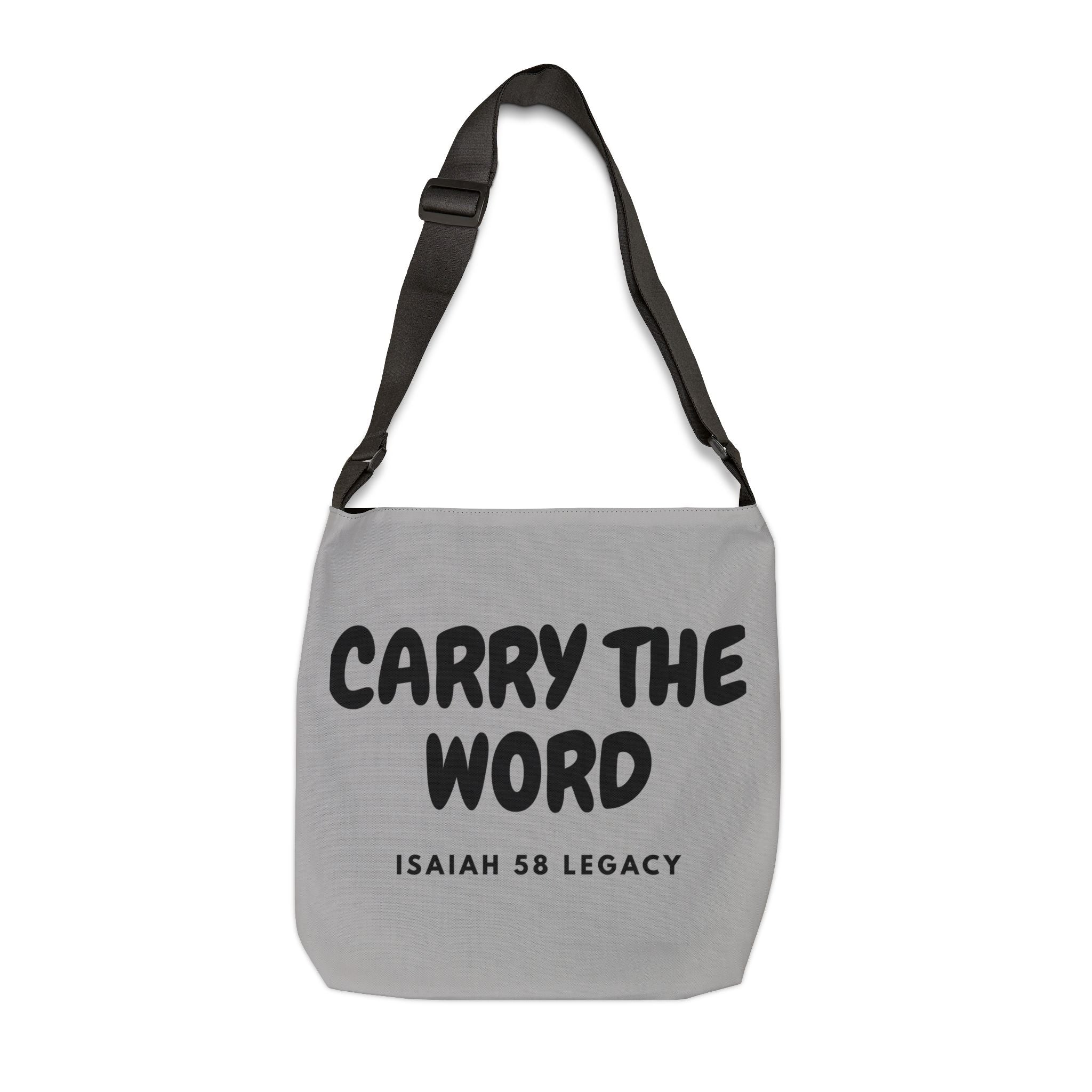 Carry The Word. Inspirational Adjustable Tote Bag.