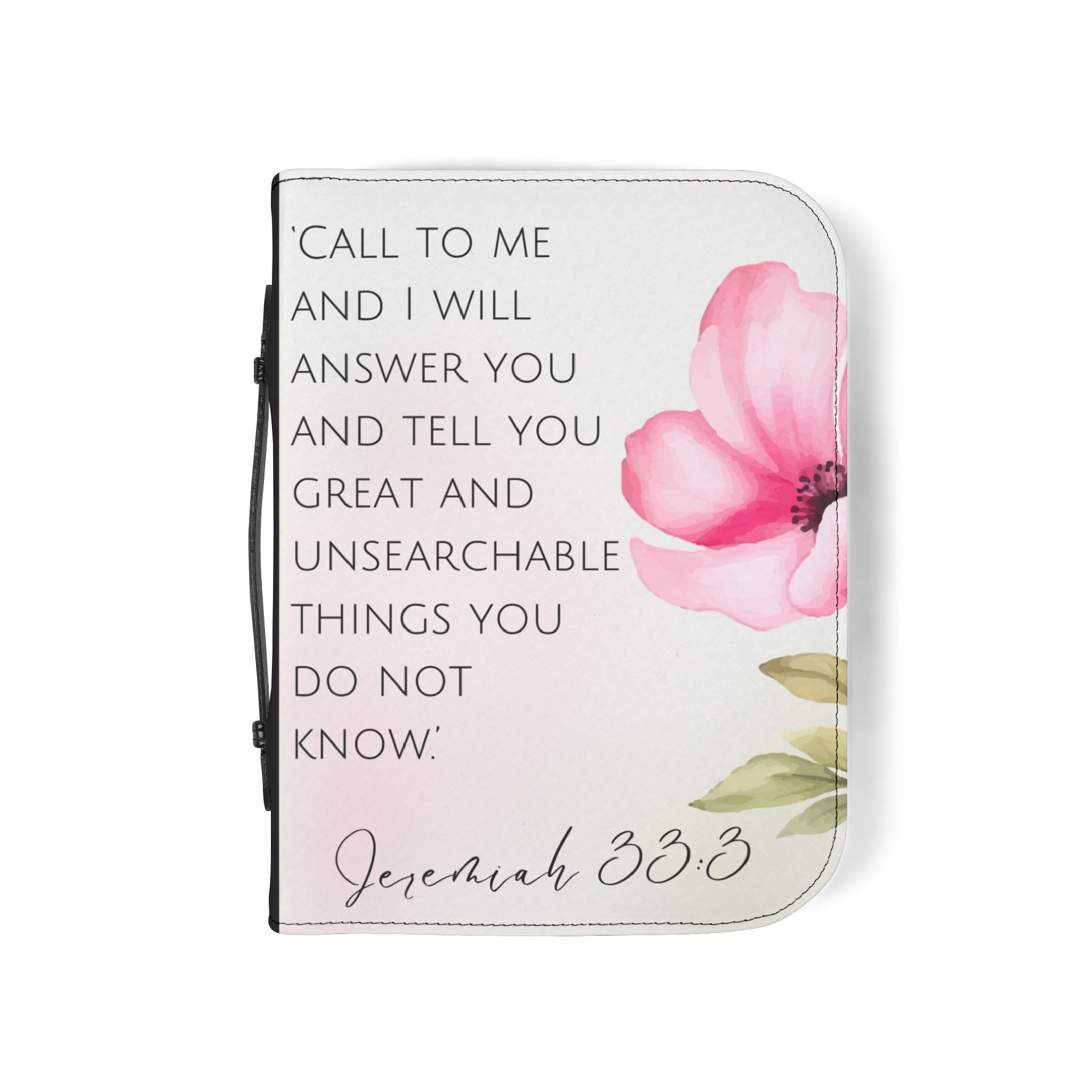 Jeremiah 33:3 Bible Cover with Floral Cross Design.