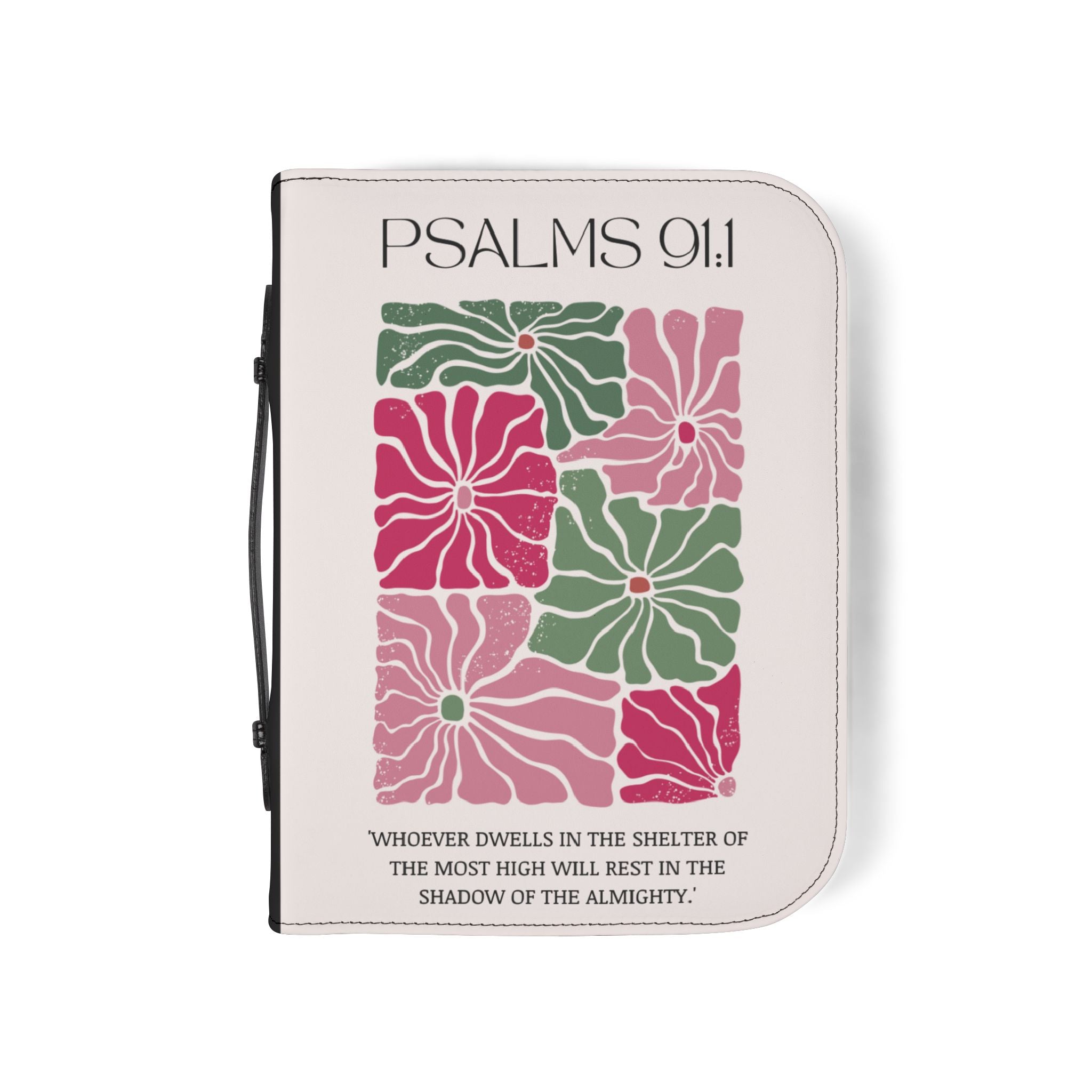 PSALM 91:1 Bible Cover with Floral Cross Design.