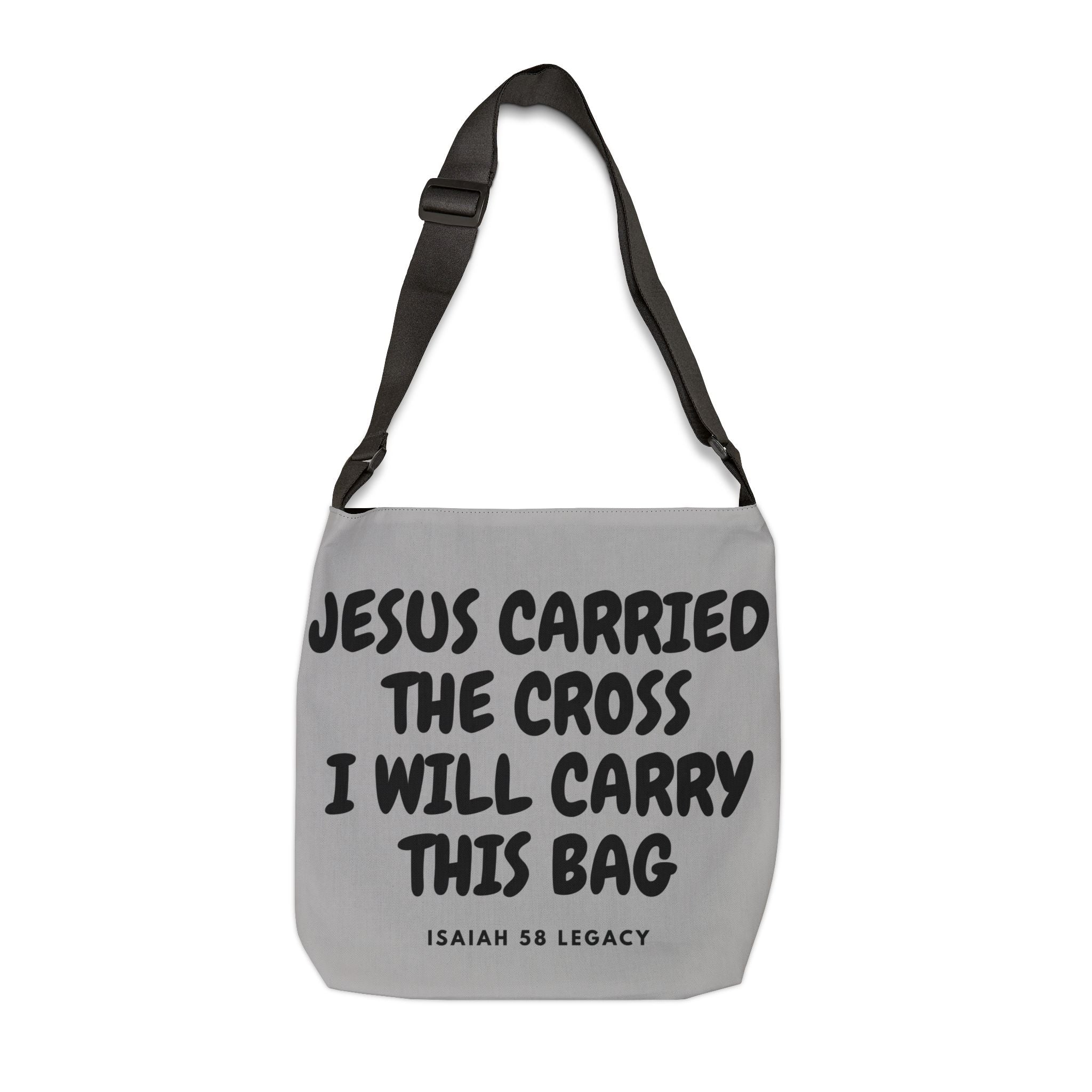 Jesus Carried The Cost. Inspirational Adjustable Tote Bag.