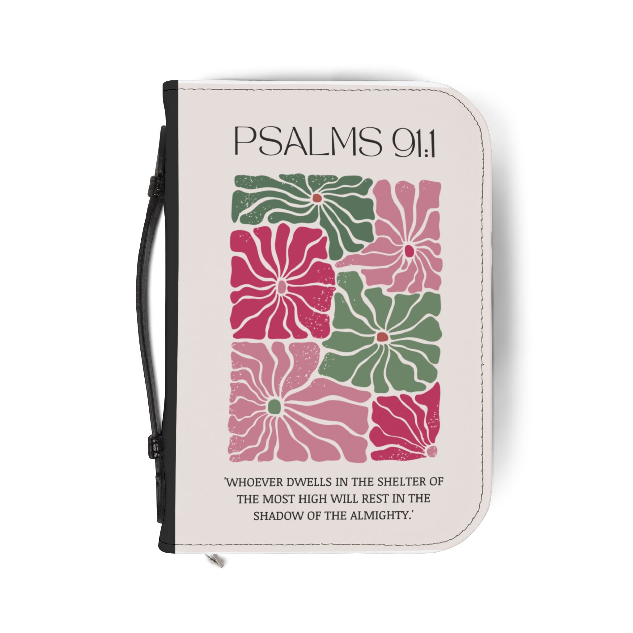 PSALM 91:1 Bible Cover with Floral Cross Design.