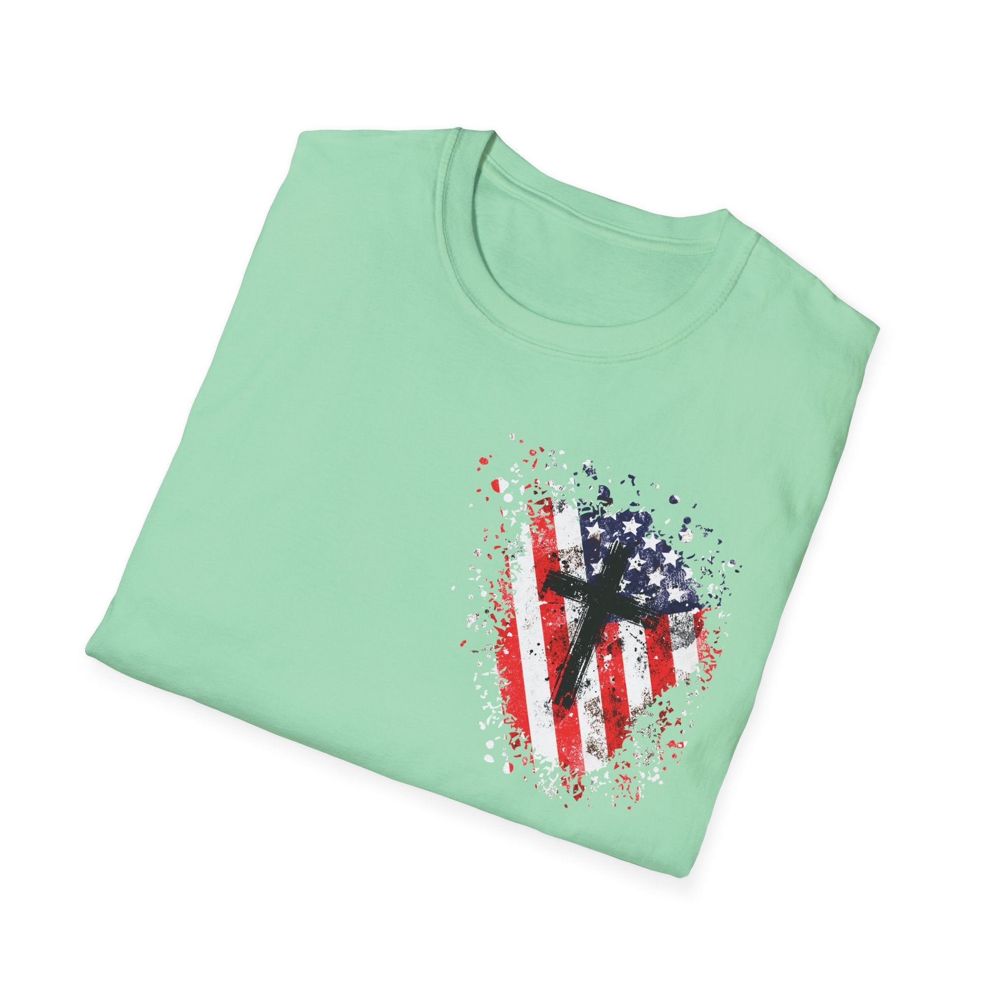 USA Flag+Cross T-shirt
