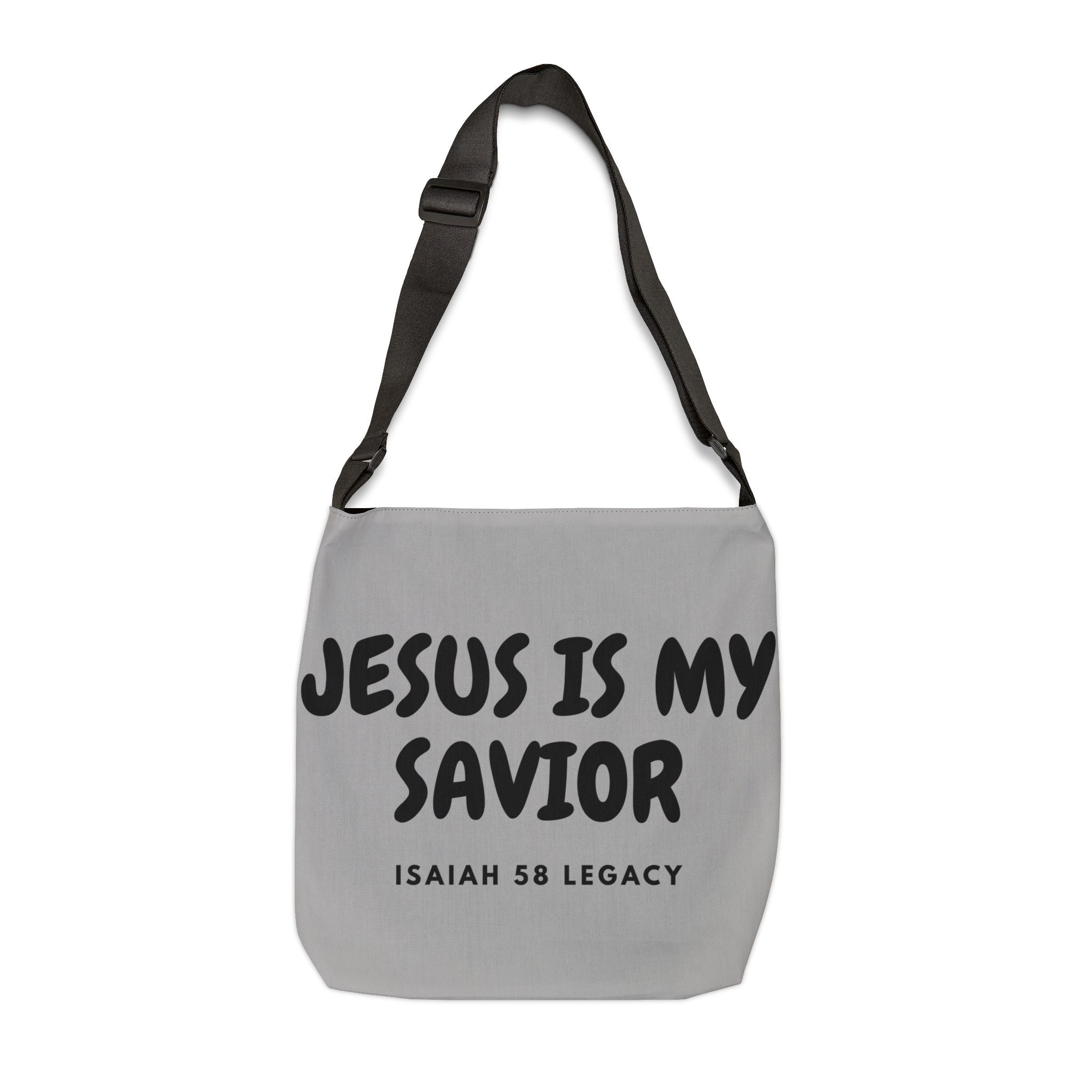 Jesus Is My Savior. Inspirational Adjustable Tote Bag.