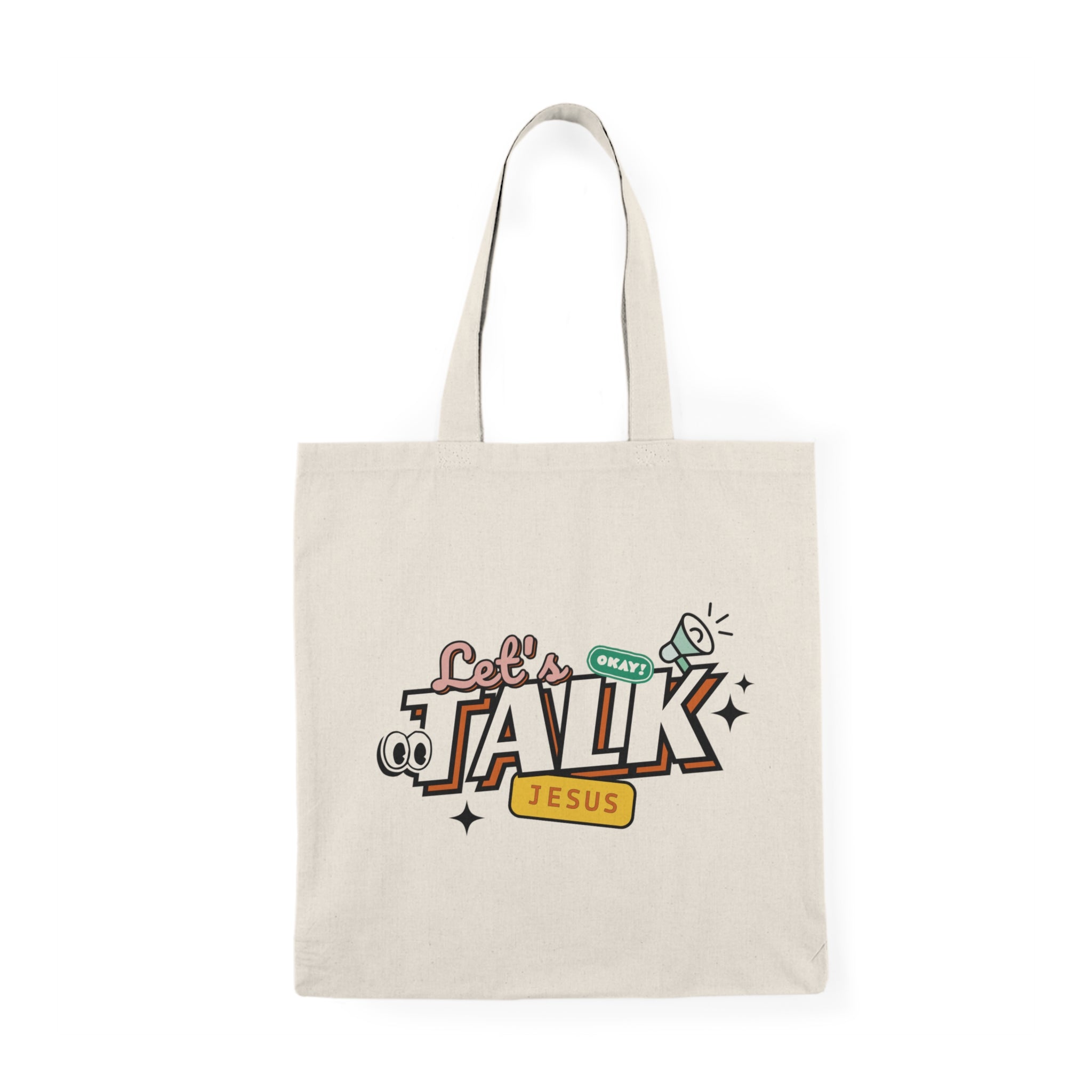 Let’s Talk Jesus Natural Tote Bag