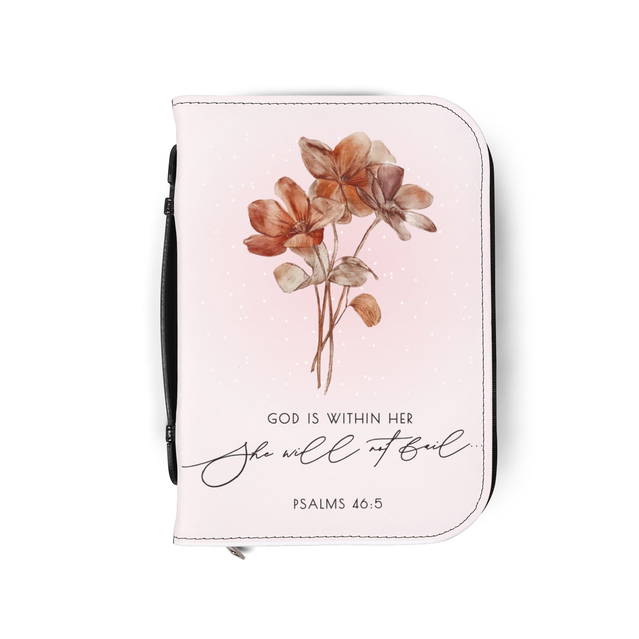 PSALM 46:5 Bible Cover with Floral Cross Design.