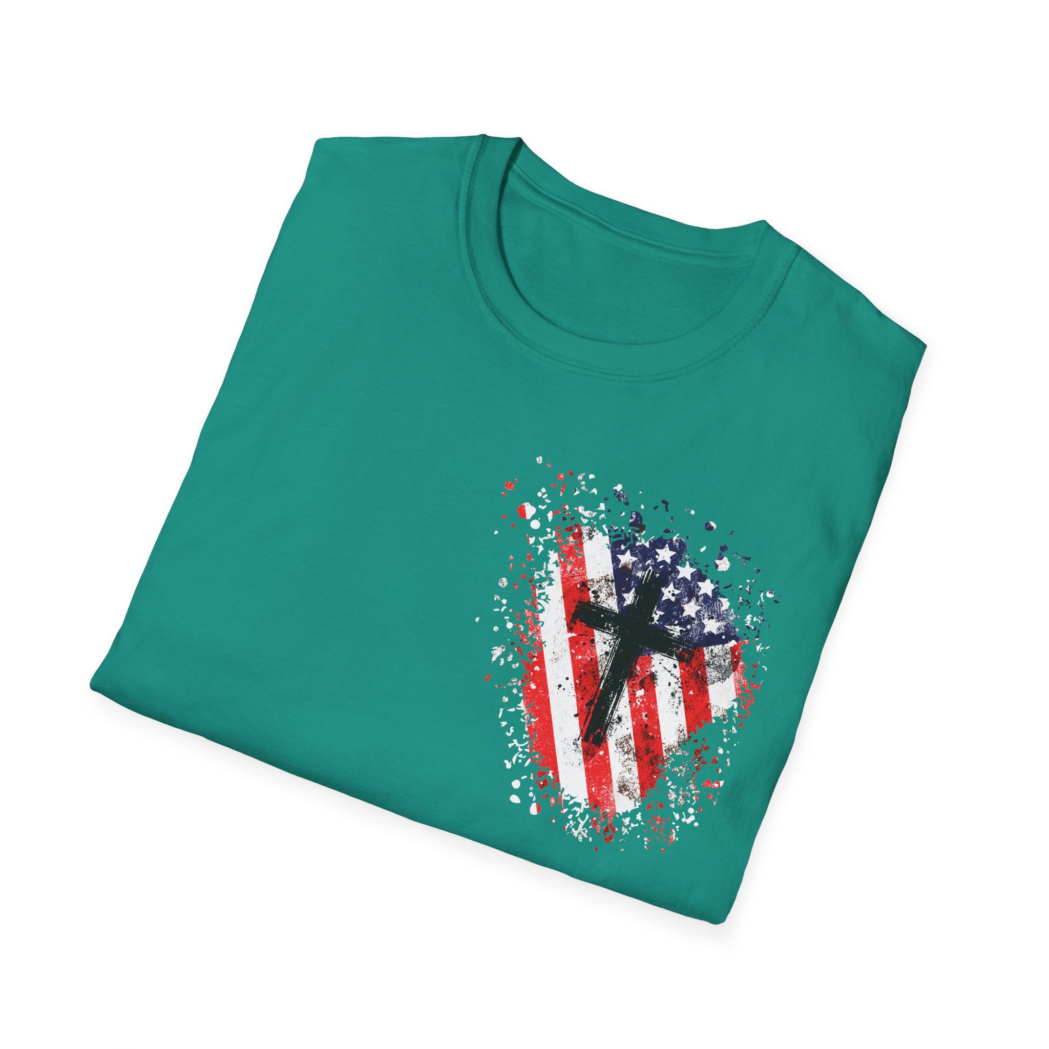 USA Flag+Cross T-shirt