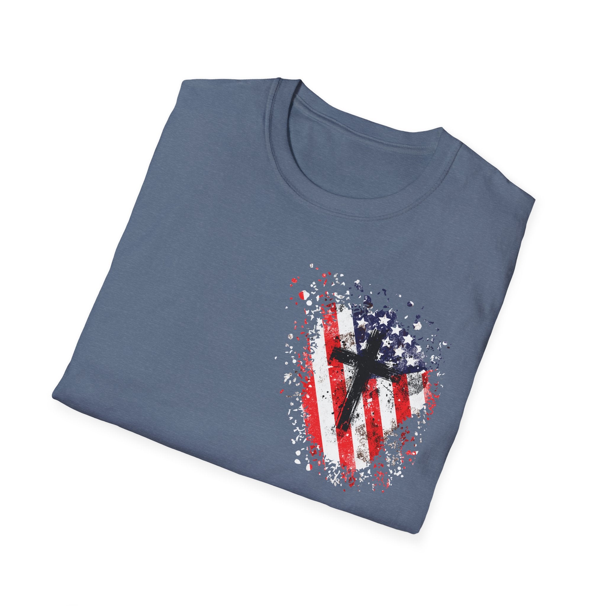 USA Flag+Cross T-shirt