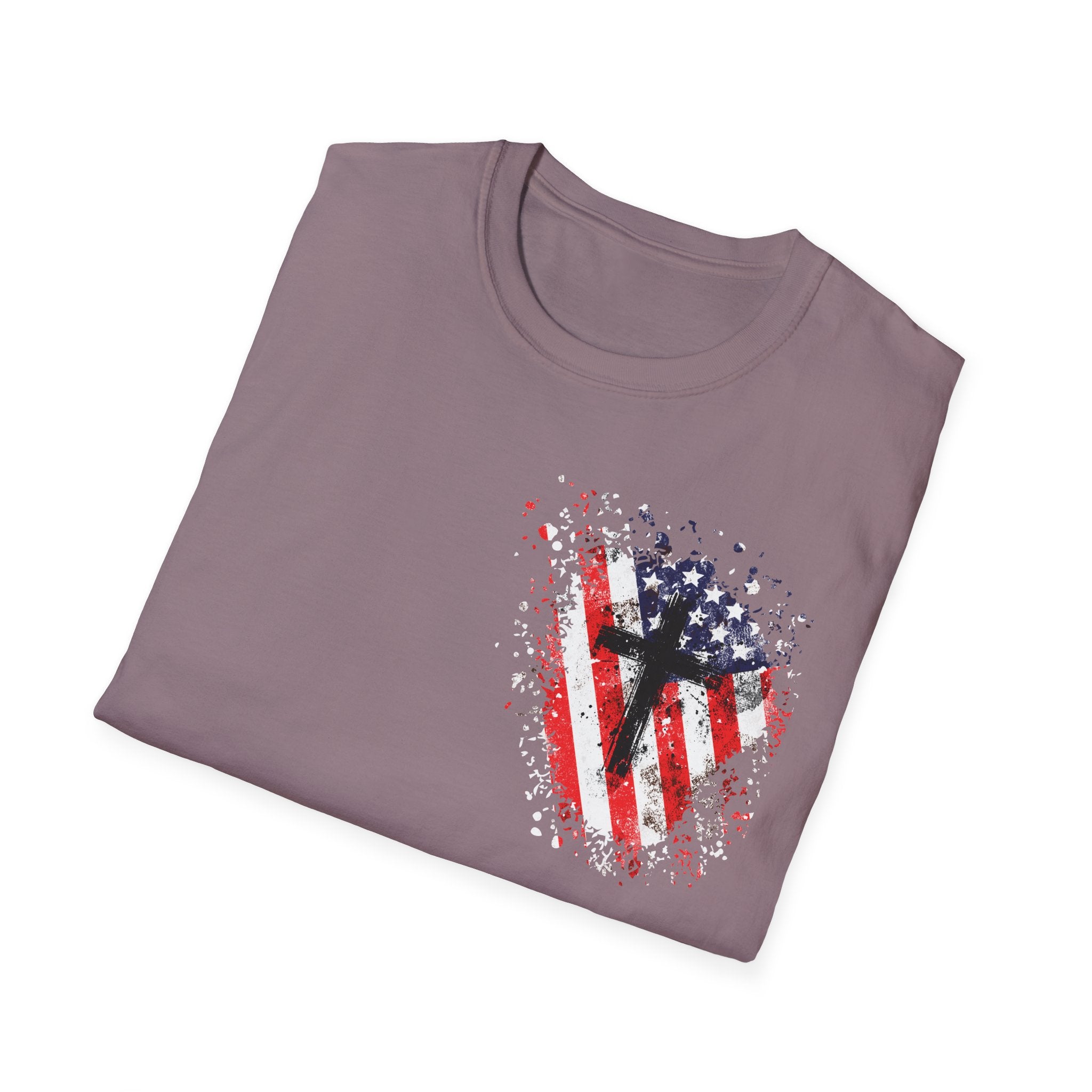 USA Flag+Cross T-shirt