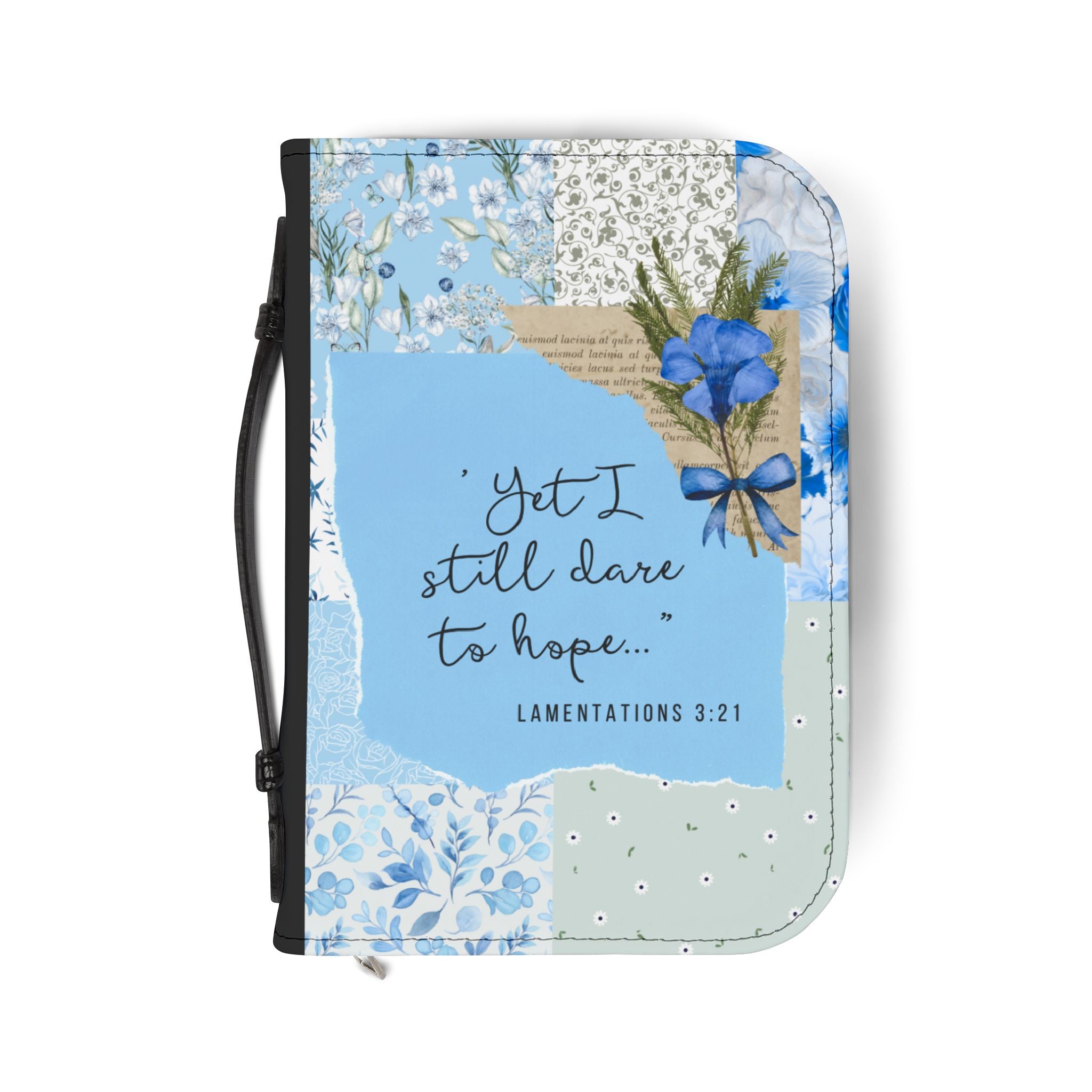 Lamentations 3:21 Bible Cover with Floral Cross Design.