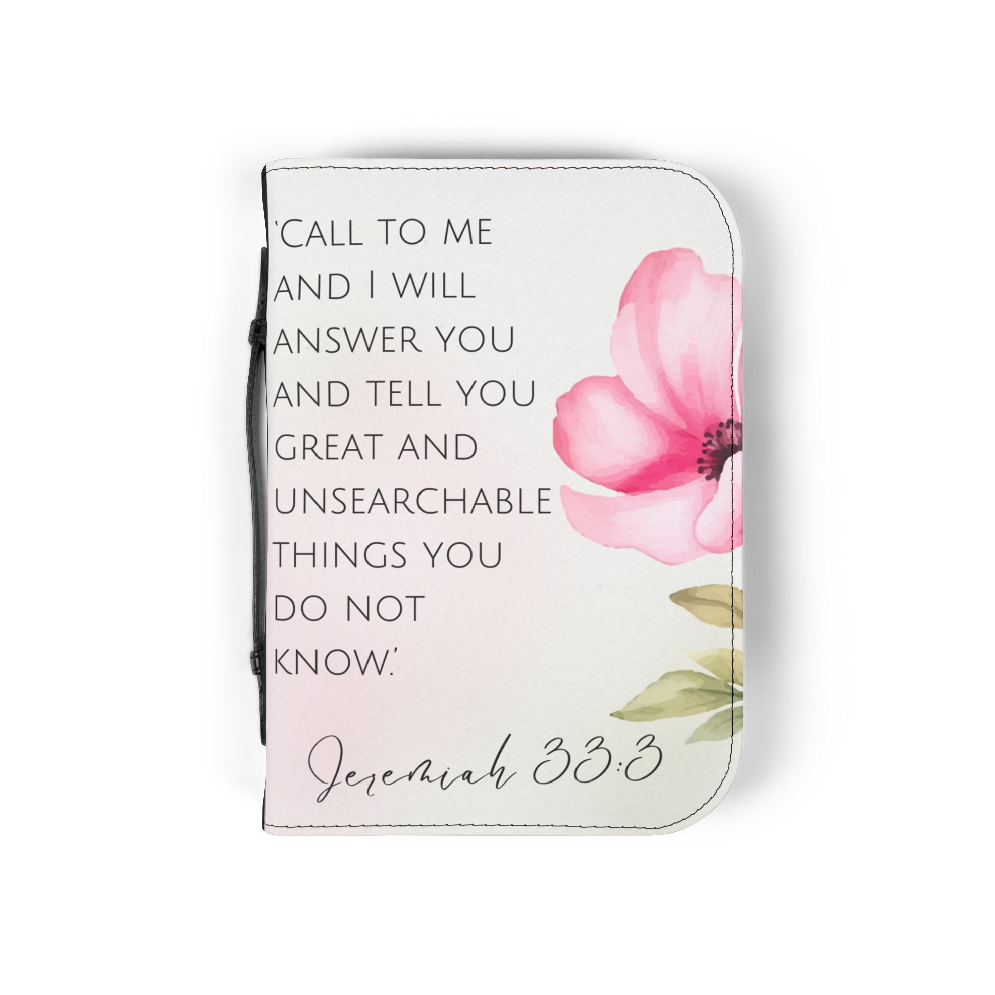 Jeremiah 33:3 Bible Cover with Floral Cross Design.